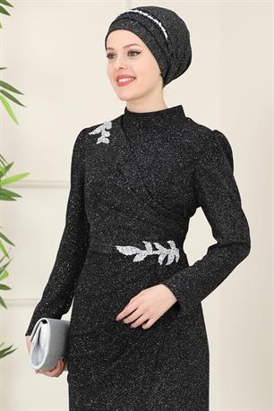 Masal Tesettür Abiye Siyah