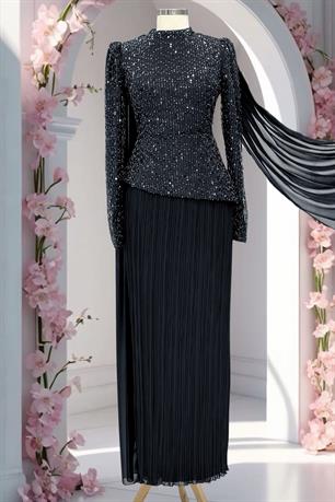 Masal Tesettür Abiye Siyah