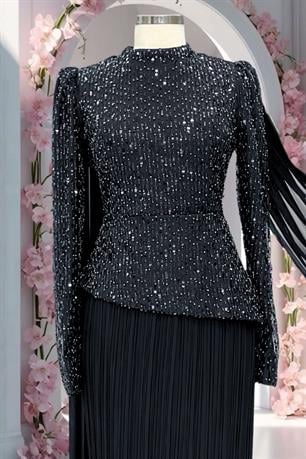 Masal Tesettür Abiye Siyah