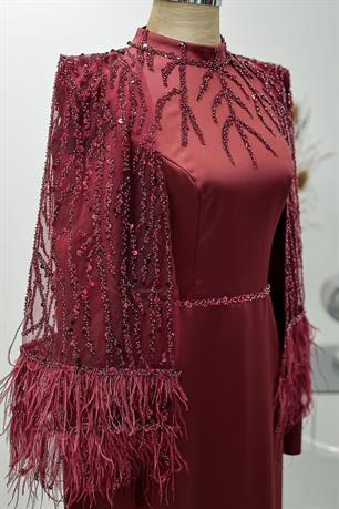 Matmazel Tesettür Abiye Bordo