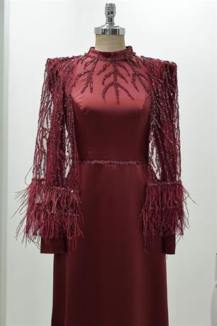 Matmazel Tesettür Abiye Bordo