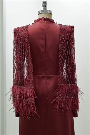 Matmazel Tesettür Abiye Bordo