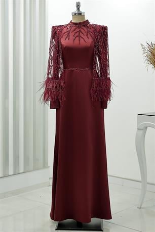 Matmazel Tesettür Abiye Bordo