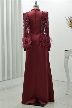 Matmazel Tesettür Abiye Bordo