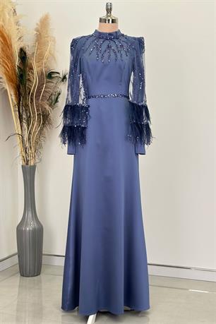 Matmazel Tesettür Abiye İndigo