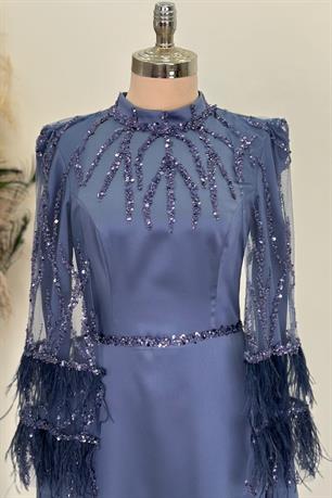 Matmazel Tesettür Abiye İndigo