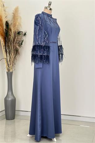 Matmazel Tesettür Abiye İndigo