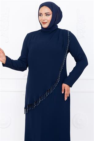 Melek Tesettür Abiye Lacivert