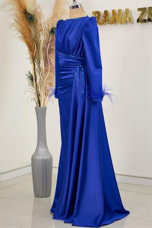 Merinette Tesettür Abiye Saks