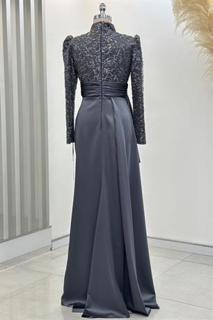 Merva Tesettür Abiye Antrasit