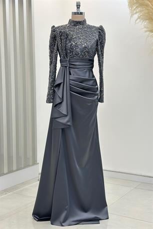 Merva Tesettür Abiye Antrasit