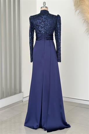 Merva Tesettür Abiye Lacivert