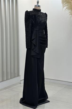 Merva Tesettür Abiye Siyah