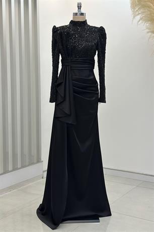 Merva Tesettür Abiye Siyah