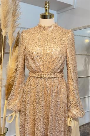 Merve Tesettür Abiye Gold