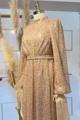 Merve Tesettür Abiye Gold