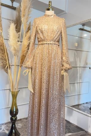 Merve Tesettür Abiye Gold