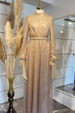 Merve Tesettür Abiye Gold