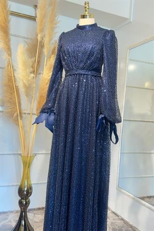 Merve Tesettür Abiye Lacivert