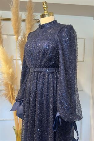 Merve Tesettür Abiye Lacivert