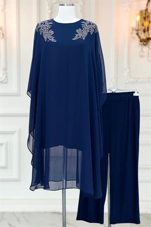 Mesture Tunik Pantolon İkili Tesettür Takım Lacivert