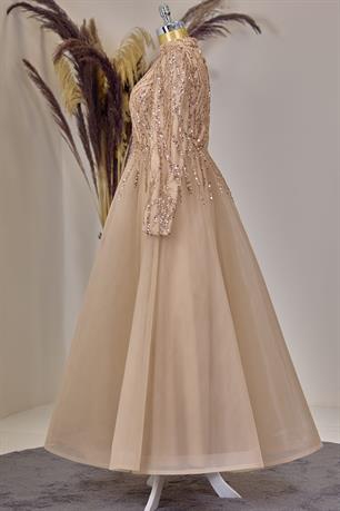 Mila Tesettür Abiye Gold