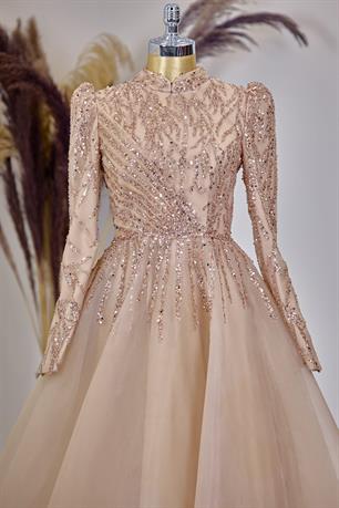 Mila Tesettür Abiye Gold