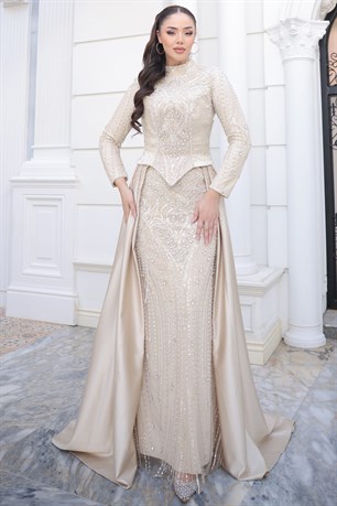 Mila Tesettür Abiye Gold