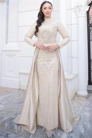 Mila Tesettür Abiye Gold
