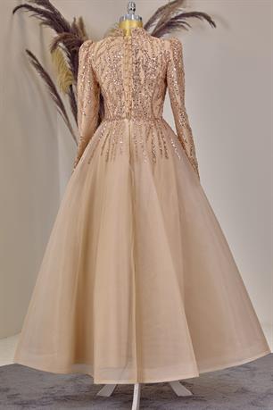 Mila Tesettür Abiye Gold