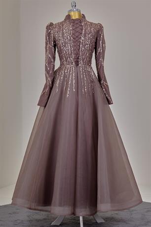 Mila Tesettür Abiye Kahve