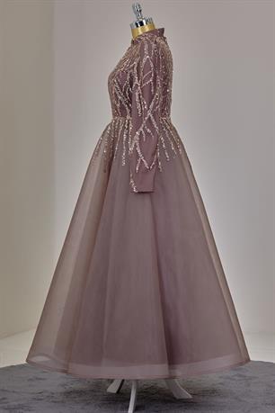 Mila Tesettür Abiye Kahve