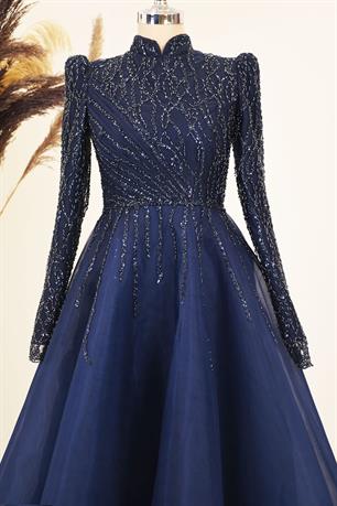 Mila Tesettür Abiye Lacivert