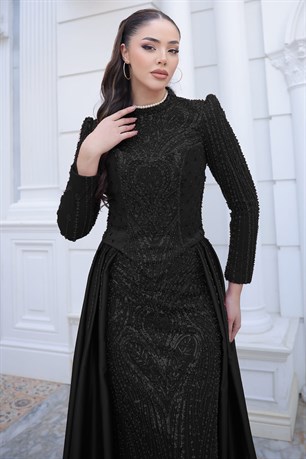 Mila Tesettür Abiye Siyah