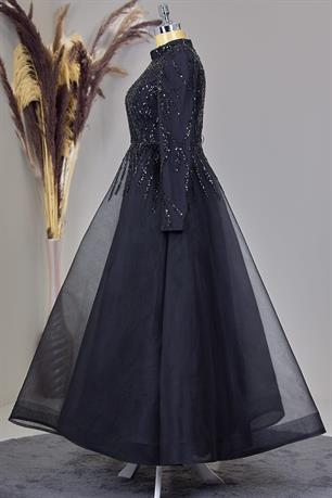 Mila Tesettür Abiye Siyah