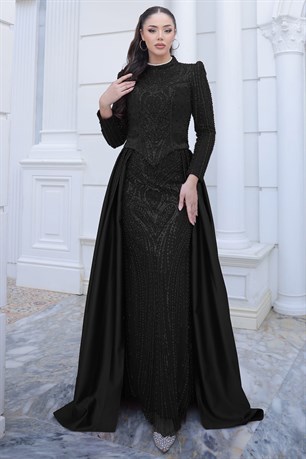 Mila Tesettür Abiye Siyah