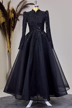 Mila Tesettür Abiye Siyah