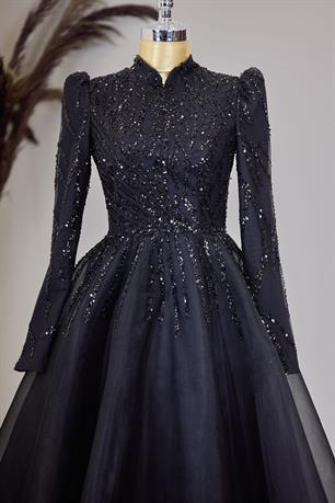 Mila Tesettür Abiye Siyah