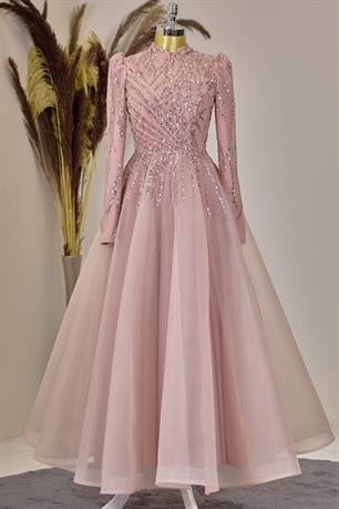 Mila Tesettür Abiye Somon