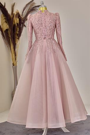 Mila Tesettür Abiye Somon