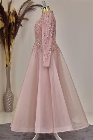 Mila Tesettür Abiye Somon