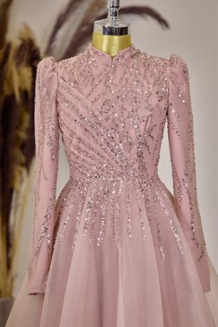 Mila Tesettür Abiye Somon