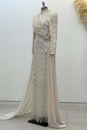 Milena Tesettür Abiye Bej