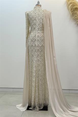 Milena Tesettür Abiye Bej