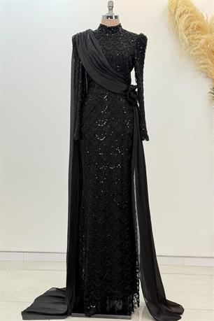 Milena Tesettür Abiye Siyah