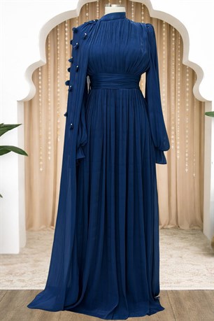 Mina Tesettür Abiye Lacivert