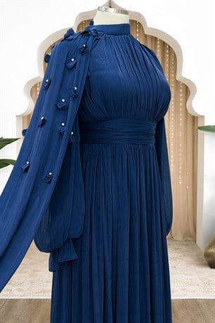 Mina Tesettür Abiye Lacivert