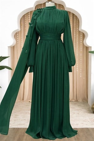 Mina Tesettür Abiye Zümrüt