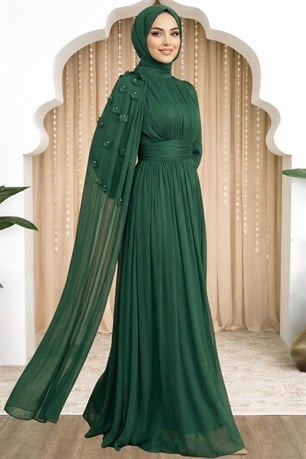 Mina Tesettür Abiye Zümrüt