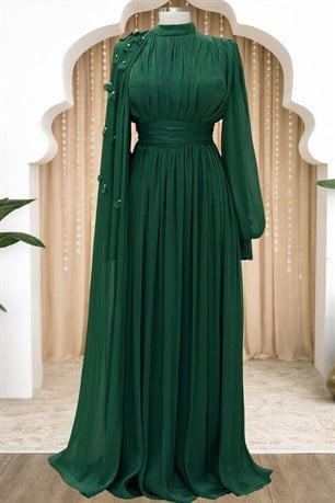 Mina Tesettür Abiye Zümrüt